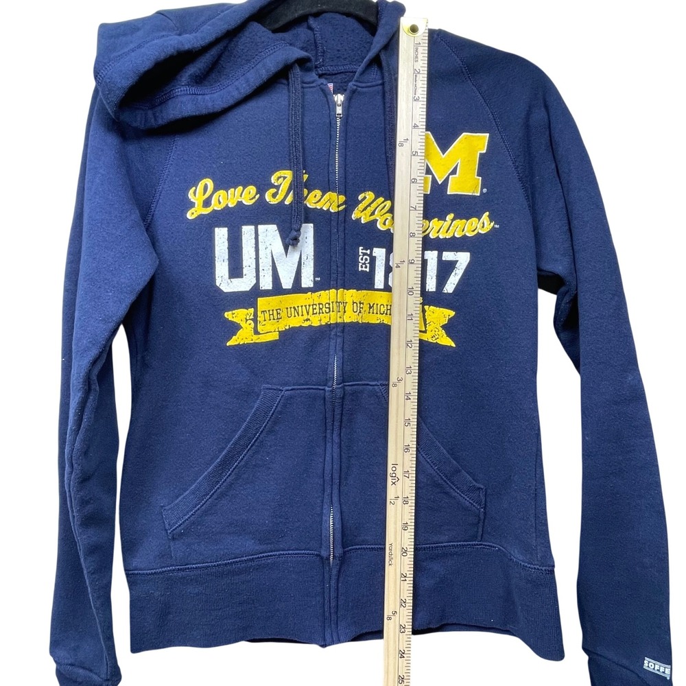 Soffe Michigan Wolverines Hoodie Womens L Navy Blue Zip Up Graphic - Picture 6 of 9
